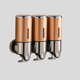 Bronson Triple Soap Dispenser – Wall Mounted Bathroom Kitchen Shampoo Organizer Chrome Rose Gold