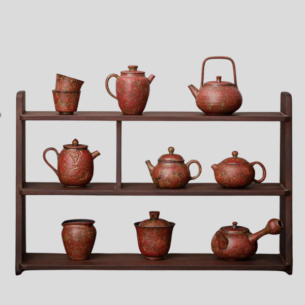 Caldex Display Shelf – Decorative Living Room Open Shelving Unit Wooden Storage Rack Tea Set