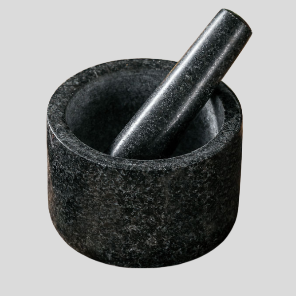 Obsido Stone Mortar Pestle Set – Natural Granite Kitchen Spice Herb Grinder Bowl 5 Inch