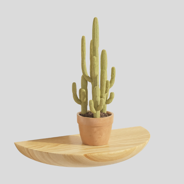 Crescal Half-Moon Floating Shelf – Natural Wood Wall Mounted Display Shelf Modern Minimalist Decor