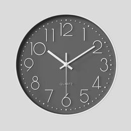 Tempo Modern Wall Clock – Silent Quartz Large Round Gray White 3D Numbers Living Room Bedroom Office