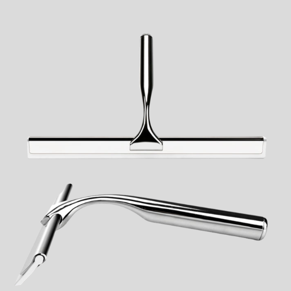 Chromen Blade Shower Squeegee – Chrome Bathroom Window Glass Tile Mirror Cleaning Tool Suction Holder
