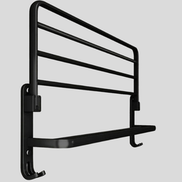 Corvex Fold Towel Rack – Wall Mounted Bathroom Space Saving Aluminum Shelf Storage Black