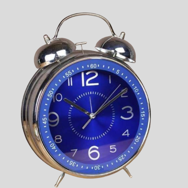 Valdor Twin Bell Alarm Clock – Retro Metal Bedside Table Clock Blue Face Vintage Loud Alarm Bedroom Office