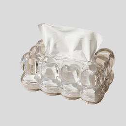 Cellara Bubble Tissue Box Cover – Clear Acrylic Decorative Holder Bathroom Bedroom Vanity Organizer