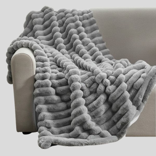 Knotara Chunky Knit Throw Blanket – Soft Plush Cozy Luxury Grey Fleece Sofa Bed Living Room Decor