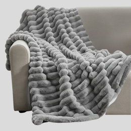 Knotara Chunky Knit Throw Blanket – Soft Plush Cozy Luxury Grey Fleece Sofa Bed Living Room Decor