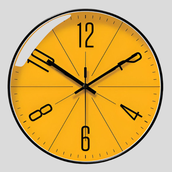 Solari Burst Wall Clock – Modern Silent Non-Ticking Yellow Round Decorative Living Room Bedroom Office
