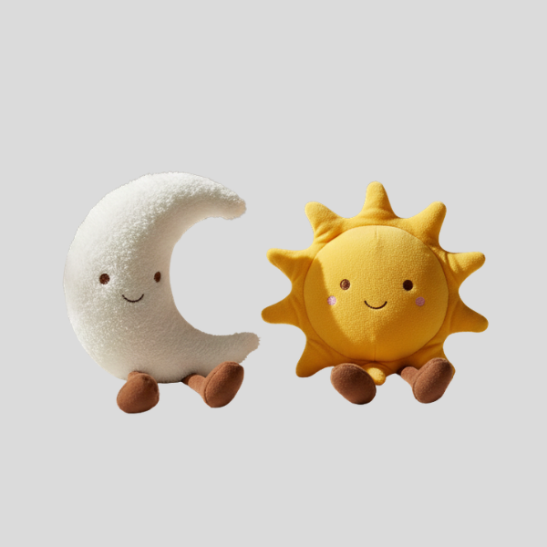 Soluna Plush Pillow Set – Decorative Sun Moon Velvet Bedroom Nursery Cushion Decor