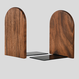 Valterra Arch Bookends – Walnut Wood Book Holders Heavy Duty Desk Shelf Office Decor Organizer
