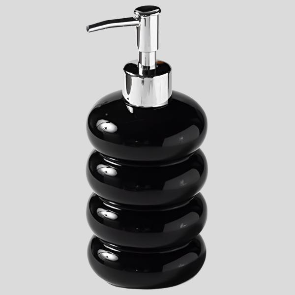 Zenvex Soap Dispenser – Modern Black Ceramic Refillable Liquid Pump Bottle Bathroom Kitchen Countertop