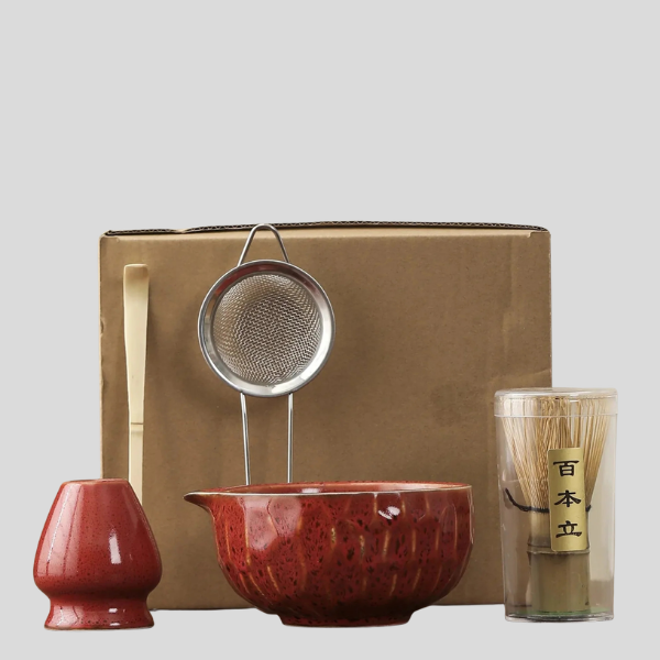 HanaKō Matcha Ceremony Set – Japanese Tea Ceremony Kit Bamboo Whisk Bowl Strainer Scoop 5-Piece Gift