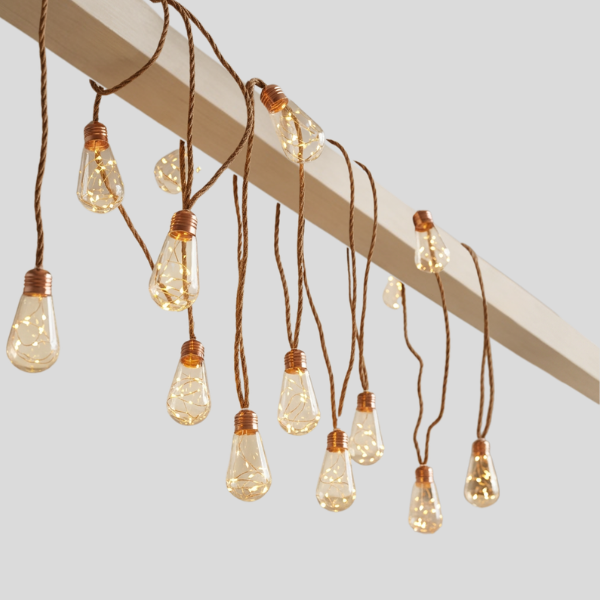 Riftwell Solar String Lights – Hemp Rope LED Filament Bulb Decorative Lighting Outdoor Patio Garden Warm White