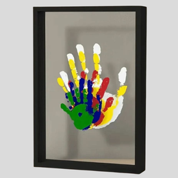 Memento Shadow Box Frame – Wood Baby Handprint Footprint Keepsake Display Nursery Decor