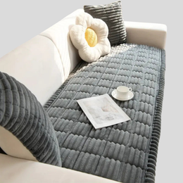 Ridgeway Quilted Sofa Slipcover – Plush Corduroy Couch Protector Machine Washable Living Room Furniture Cover