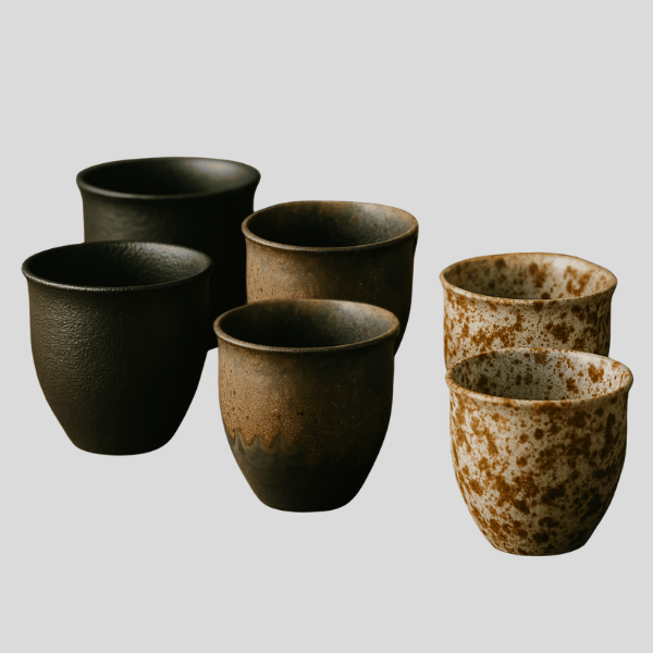 Terramor Ceramic Cup Set – Handmade Stoneware Coffee Tea Cups Rustic Kitchen Drinkware Artisan