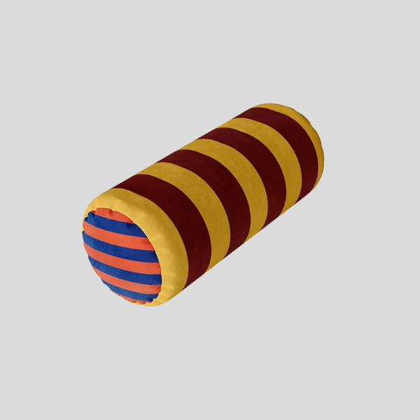 Straton Velvet Bolster Pillow – Decorative Striped Cylinder Throw Pillow Living Room Bedroom Couch Sofa