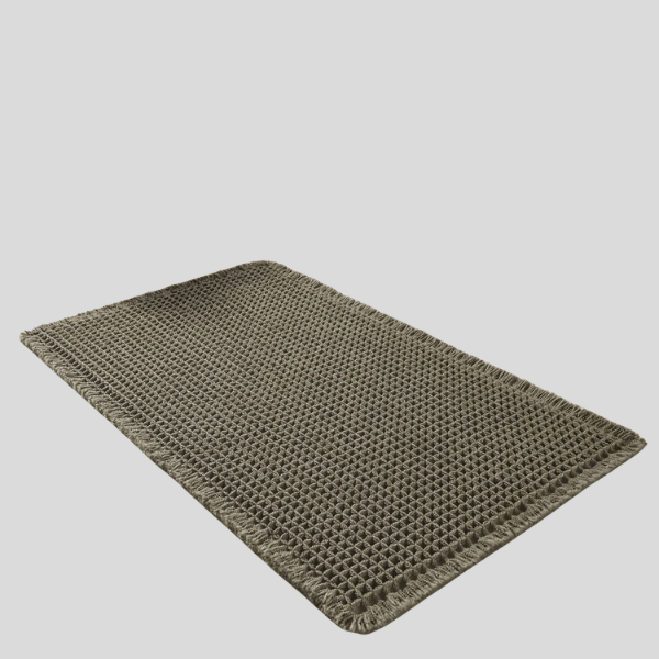 Tessara Waffle Bath Mat – Absorbent Cotton Textured Bathroom Floor Rug Non-Slip Spa Decor