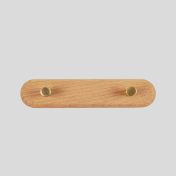 Rovanch Wall Hook Rack – Natural Wood Brass Coat Hooks Entryway Bedroom Bathroom Towel Organizer