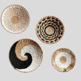 Spiralis Woven Wall Basket Set – Handwoven Seagrass Bohemian Wall Decor Living Room Bedroom Decorative