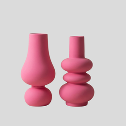 Bubblo Ceramic Vase – Pink Glazed Decorative Flower Vase Living Room Table Centerpiece