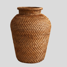 Tessaro Woven Vase – Handcrafted Rattan Decorative Vase Natural Wicker Table Centerpiece Boho