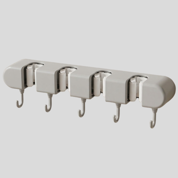Gliden Wall Mount Hook Rack – Adhesive Storage Organizer 4 Hooks Bathroom Kitchen Entryway White