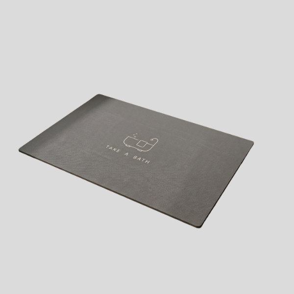 Sereni Diatomaceous Bath Mat – Absorbent Non-Slip Quick Dry Bathroom Floor Rug Dark Gray