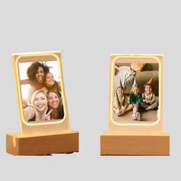 Memora LED Picture Frame – Lighted Photo Display Wood Base Decorative Lighting Bedroom Living Room Table