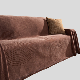 Arven Textured Sofa Throw – Chenille Quilted Arc Pattern Couch Cover Living Room Furniture Protector