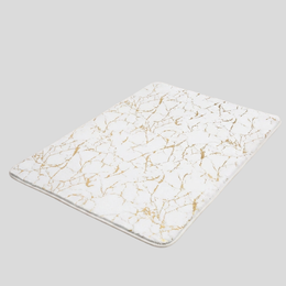 Veinara Marble Bath Mat – White Gold Crackle Pattern Non-Slip Bathroom Rug Soft Absorbent Memory Foam