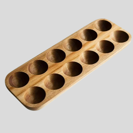 Cadell Egg Tray – Acacia Wood 12-Slot Kitchen Storage Organizer Natural Farmhouse Display Holder