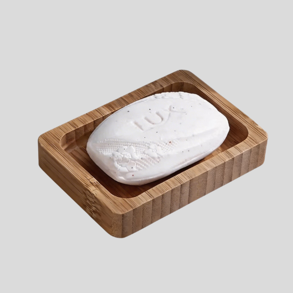 Stratum Bamboo Soap Dish – Natural Wood Bathroom Holder Soap Tray Kitchen Sink Organizer Eco-Friendly