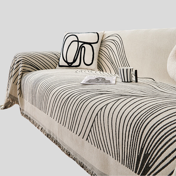 Kinova Stripe Throw Blanket – Modern Black White Abstract Line Sofa Couch Decorative Cover Living Room Bedroom