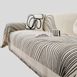 Kinova Stripe Throw Blanket – Modern Black White Abstract Line Sofa Couch Decorative Cover Living Room Bedroom