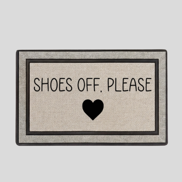 Cordell Entry Door Mat – Shoes Off Please Decorative Non-Slip Polyester Welcome Mat Indoor Outdoor