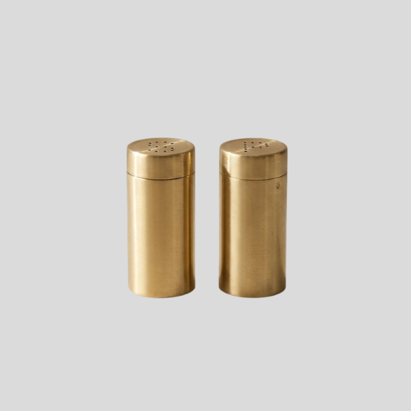 Brenton Salt Pepper Shaker Set – Brushed Gold Stainless Steel Kitchen Table Dining Decorative