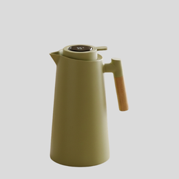 Theron Thermal Carafe – Insulated Stainless Steel Coffee Pot Temperature Display Wood Handle