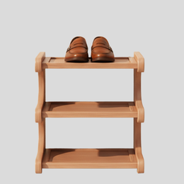 Benton Curve Shoe Rack – Bamboo 3-Tier Freestanding Entryway Organizer Storage Natural Wood Finish