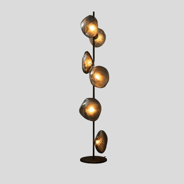 Ovolux Orb Floor Lamp – Modern Artistic Glass Floor Living Room Lamps Smoked Metal Decorative Lighting