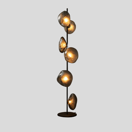 Ovolux Orb Floor Lamp – Modern Artistic Glass Floor Living Room Lamps Smoked Metal Decorative Lighting
