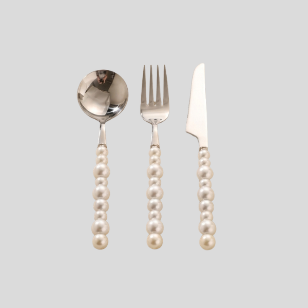 Eloisa Pearl Cutlery Set – Stainless Steel Flatware Silverware Elegant Dining Kitchen Table Decor