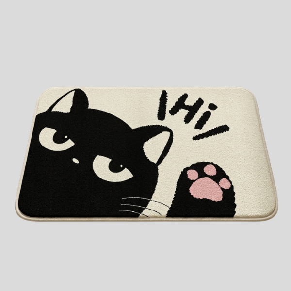 Whisker Cartoon Cat Floor Mat – Nonslip Absorbent Indoor Doormat Bathroom Kitchen Entryway Rug