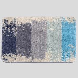 Coastlyn Ombre Bath Mat – Soft Microfiber Non-Slip Bathroom Rug Blue Gray Fast Drying Machine Washable