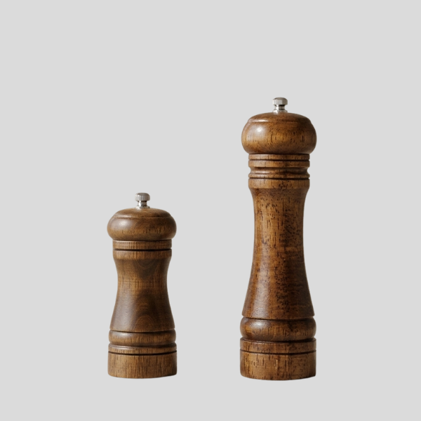 Tornley Salt Pepper Mill Set – Wooden Stainless Steel Adjustable Grinder Kitchen Dining Decor