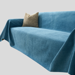 Cascada Velvet Sofa Throw – Heathered Blue Soft Fabric Couch Cover Living Room Bedroom Furniture Protector