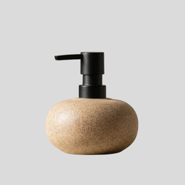 Riverstone Soap Dispenser – Ceramic Matte Brown Pebble Bathroom Kitchen Countertop Accessory Decorative