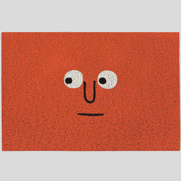 Grinto Doormat – Orange Funny Face Design Indoor Entryway Non-Slip Washable Floor Mat Home Decor