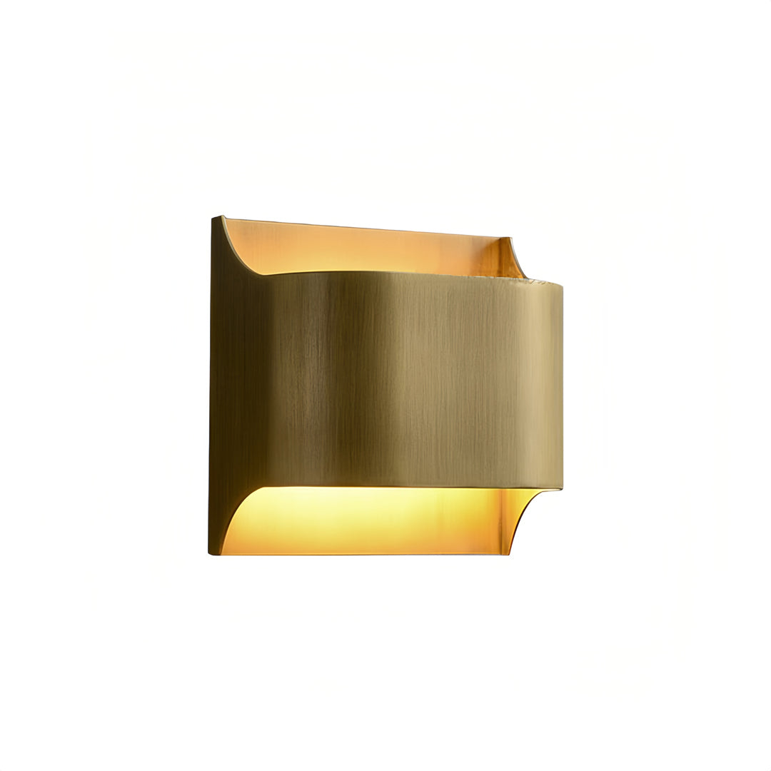 Veritas Wall Sconce – Modern Brushed Brass Curved LED Wall Light Bedroom Living Room Decorative Lighting