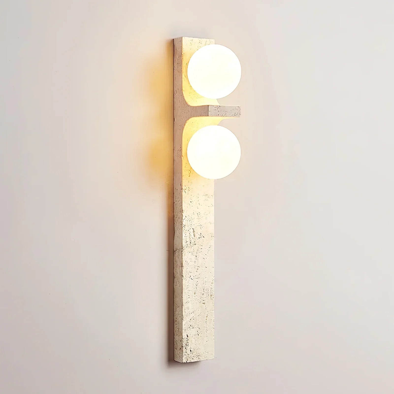 Revere Travertine Wall Sconce – Warm Diffused Light Natural Stone Wall Fixture Living Rooms